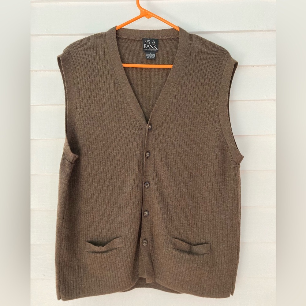 Jos. A. Bank | Merino Wool Chocolate Brown Button Up Sweater Vest Size Large
